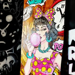 Bubble Gum Pop Tableau Relief Pop Art sur Chêne