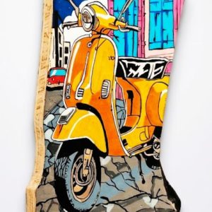 Dolce Vespa Street Tableau Bois Chêne Pop Art / Street Art