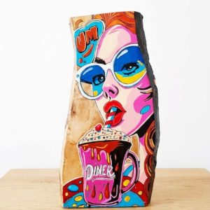 Milkshake Pop Diner Tableau Bois Chêne Pop Art