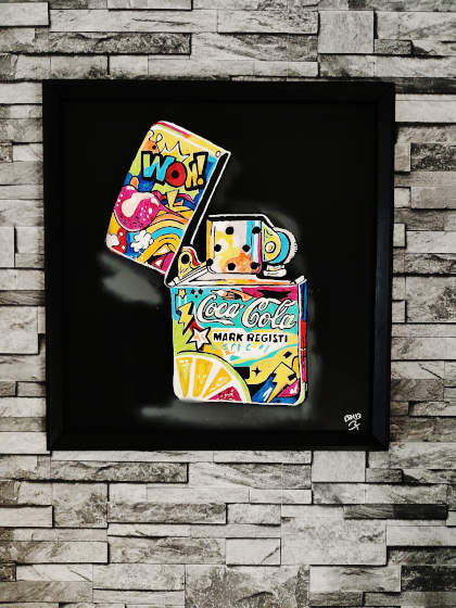 Tableau Relief Street Art "Briquet Pop Street"