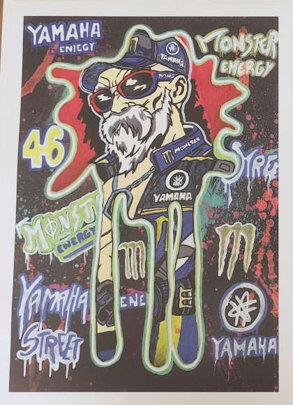 Tableau Street Art Moto "Moustache Nitro" Yamaha 46