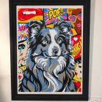 Instinct Pop – œuvre originale Pop Art Street Art chien encadrée par BRMB