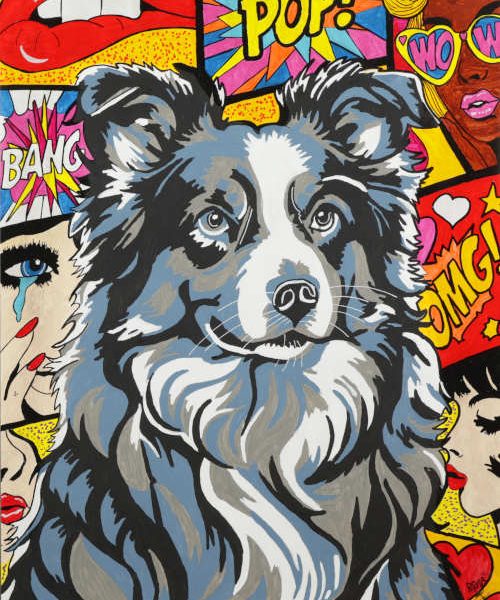 Instinct Pop – œuvre originale Pop Art Street Art chien par BRMB