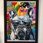 Urban Frenchie – œuvre originale Pop Art Street Art bouledogue français encadrée par BRMB
