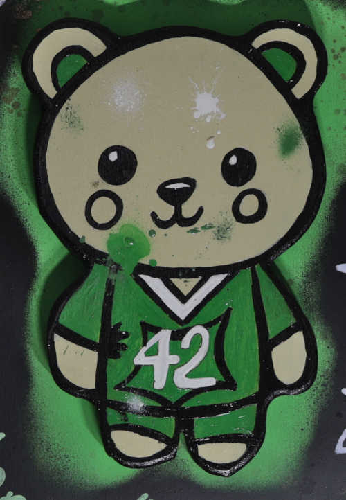 Détail de PLAY 42 – ours Pop Art en relief par BRMB